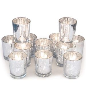 Silver Mercury glass votive candle holders (24ct)